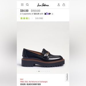 Sam Edelman LAURS LUG SOLE LOAFER- size 5.5 never worn